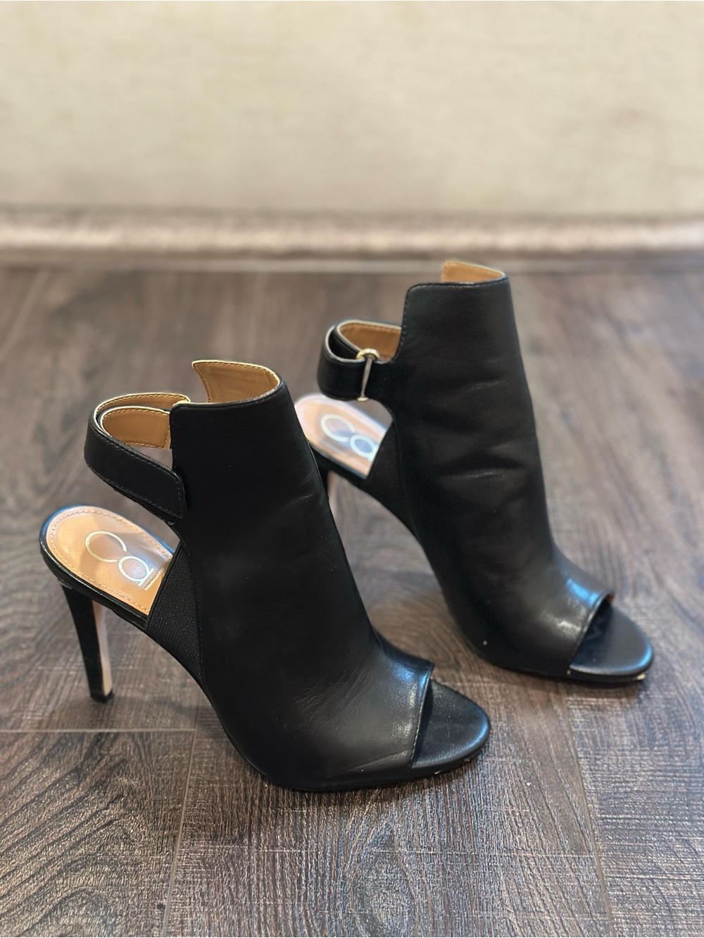 Calvin Klein Black Peep-Toe Stiletto Booties